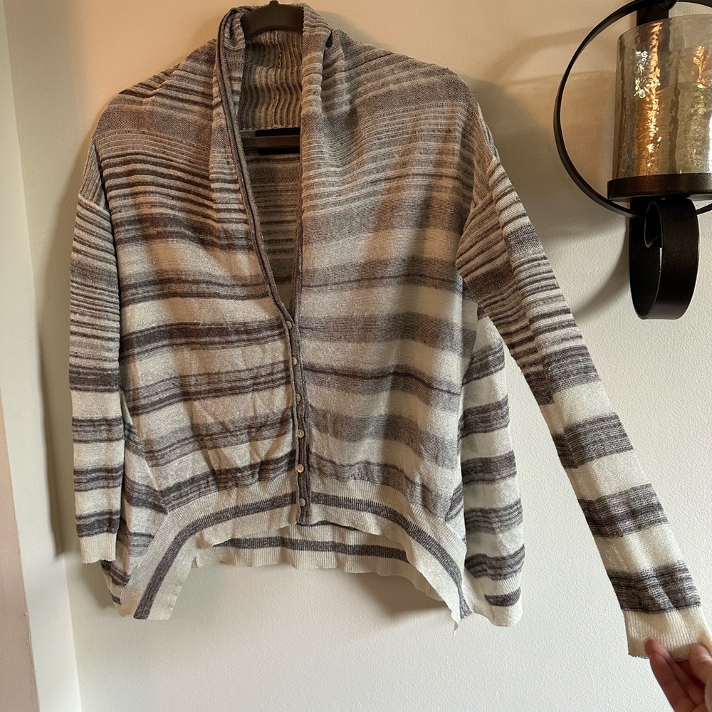 Line Striped Buttoned Cardigan